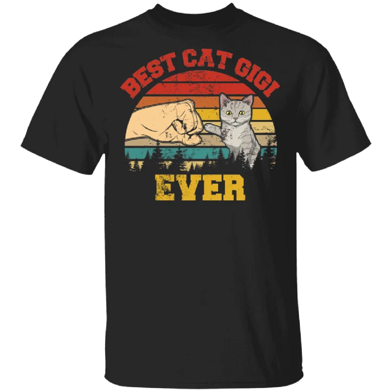 Vintage Retro Best Cat Gigi Ever Cat Lover Owner Fans Matching Shirt For Family Funny Women Nana Grandma Gifts T-Shirt Satin Fabric Silk Fabric Chiffon Fabric