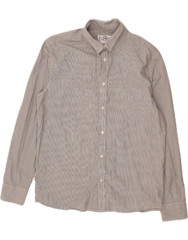 LEVI'S Mens Classic Fit Shirt Large Grey Pinstripe Cotton Seamless Knitted Crochet