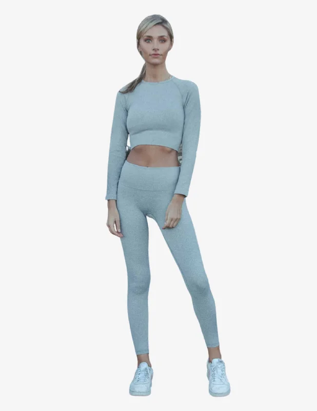Cloudy Ribbed Seamless Leggings Comfortable Slip-On Compression Leggings