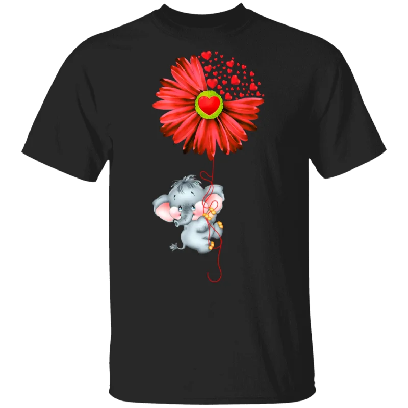 Elephant Red Sunflower Heart Balloon Funny Valentine Boys Girls Men Women Cute Couple Wife Husband Fiance Fiancee Boyfriend Girlfriend Gifts T-Shirt Jersey Fabric Tulle Fabric Batik Fabric