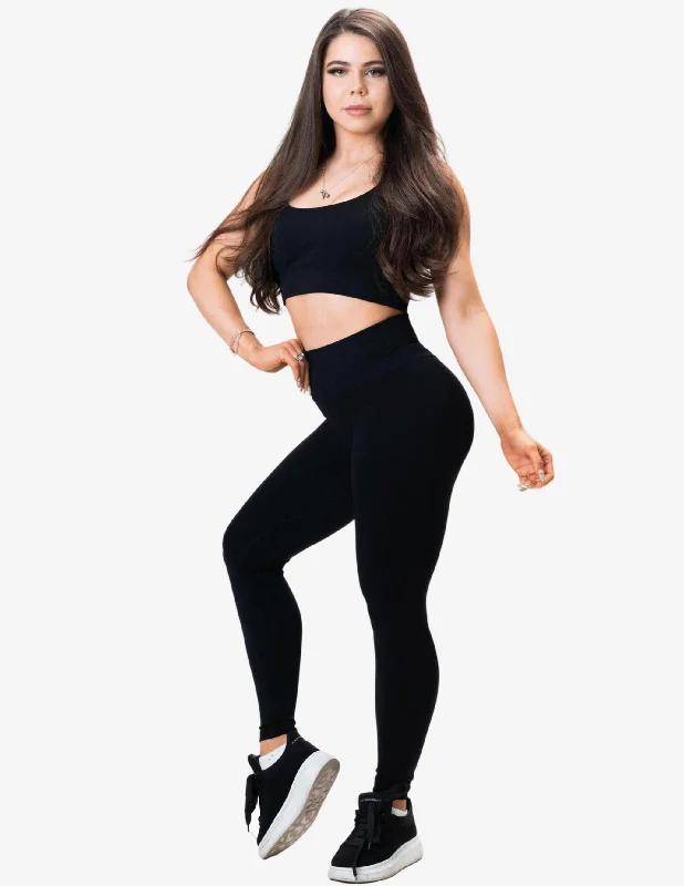 NU RIBBED-AIR LEGGINGS BLACK Fashionable Printed Leggings