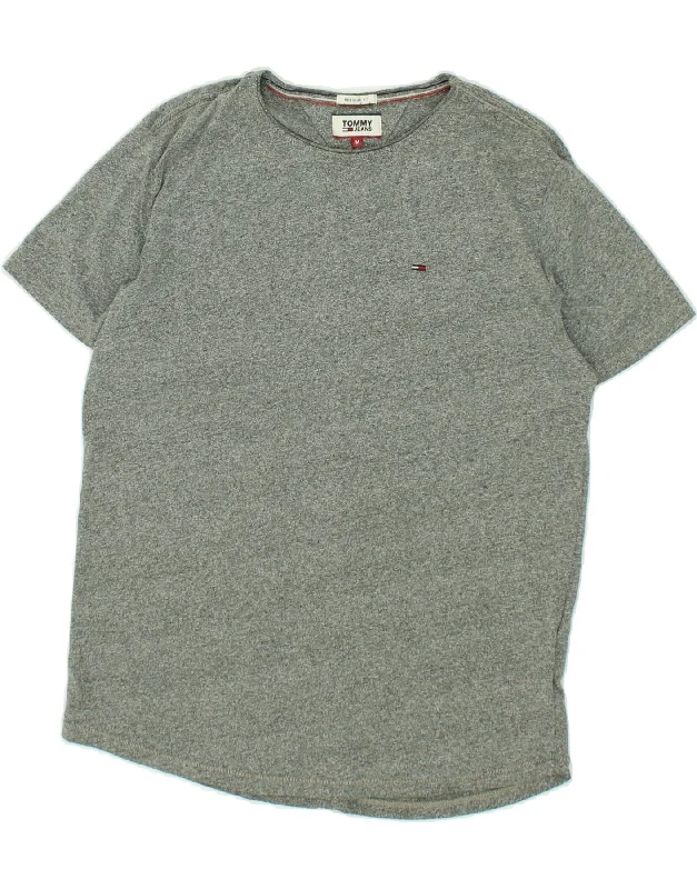 TOMMY HILFIGER Mens Regular Fit T-Shirt Top Medium Grey Flecked Cotton Polka Dot Checkered Tartan