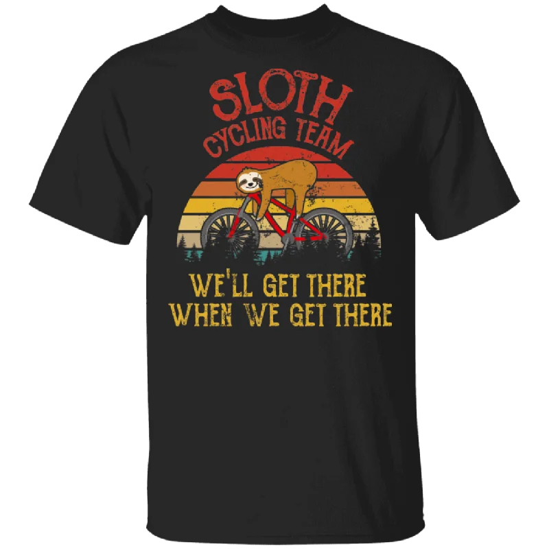 Sloth Cycling Team Funny We'll Get There When We Get There Sloth Lover T-Shirt Houndstooth Herringbone Solid