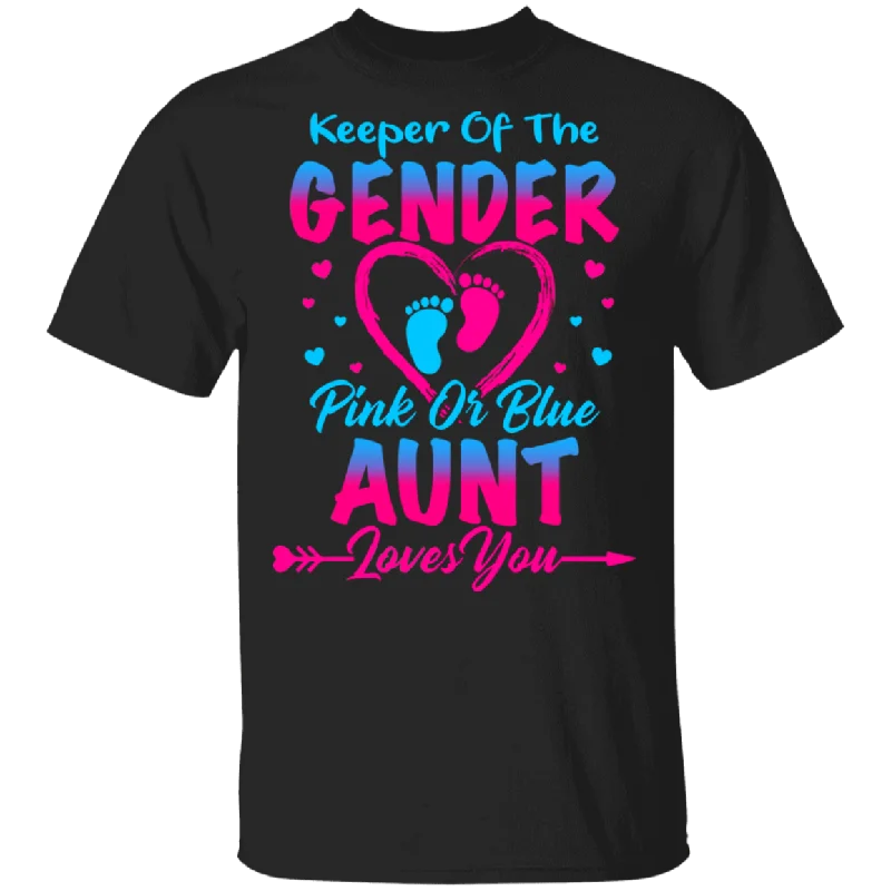 Keeper Of The Gender Pink or Blue Aunt Loves You Cute Gender Reveal Party Pregnancy Announcement Funny Maternity Women Men Gifts T-Shirt Elasticated Padded Insulated