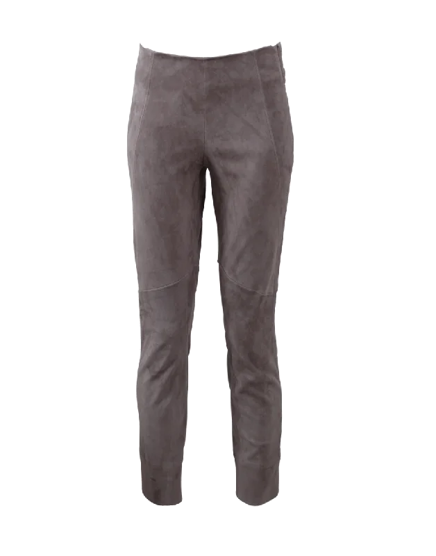 Side Zip Suede Legging Fashionable Solid Color Tights