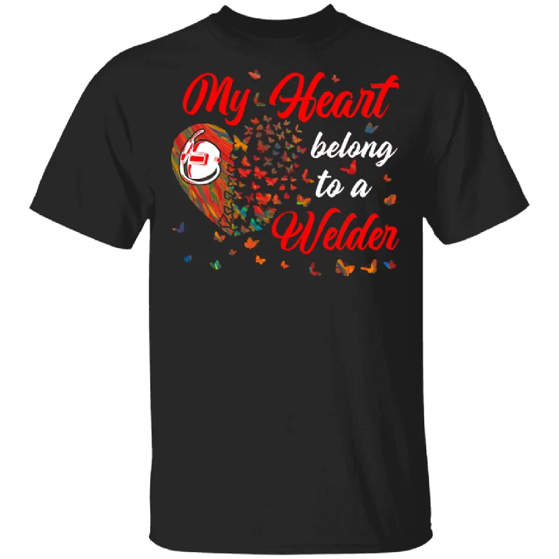 My Hearts Belong To A Welder Matching Shirts For Couples Valentine Funny Couple Girls Women Gifts T-Shirt Wool Fabric Cashmere Fabric Tweed Fabric