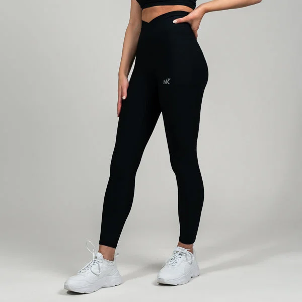 Lucia Ribbed V Belt - Onyx Leggings Elegant Black Leggings