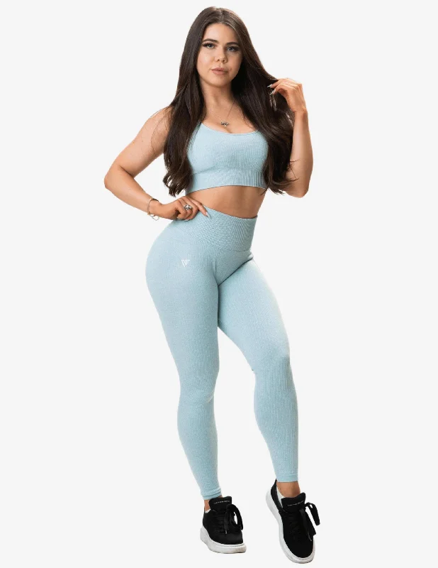 NU RIBBED-AIR LEGGINGS BLUE Casual Sporty Leggings