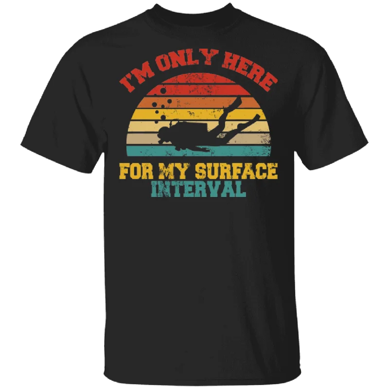 Vintage Retro I'm Only Here For My Surface Interval Diver Swimming T-Shirt Sequined Glittery Shiny