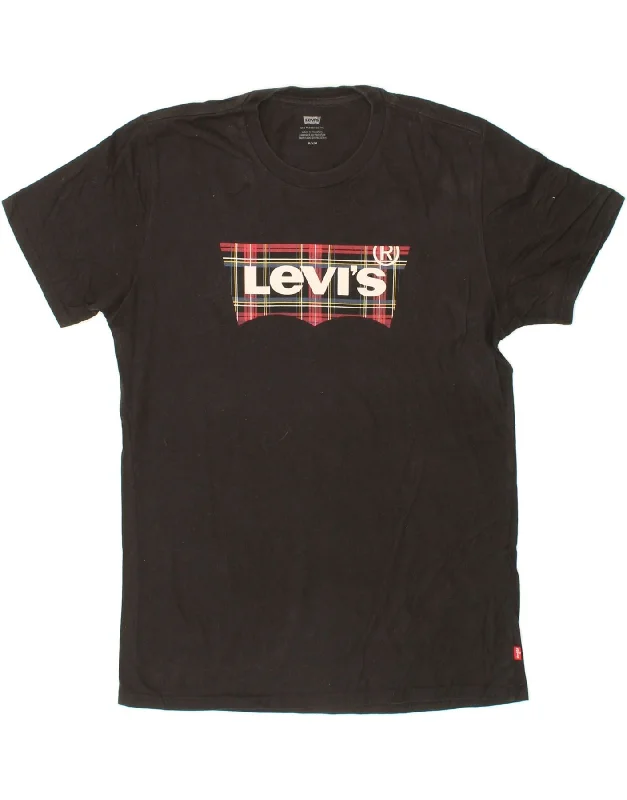 LEVI'S Mens Graphic T-Shirt Top Medium Black Cotton Modern Contemporary Chic