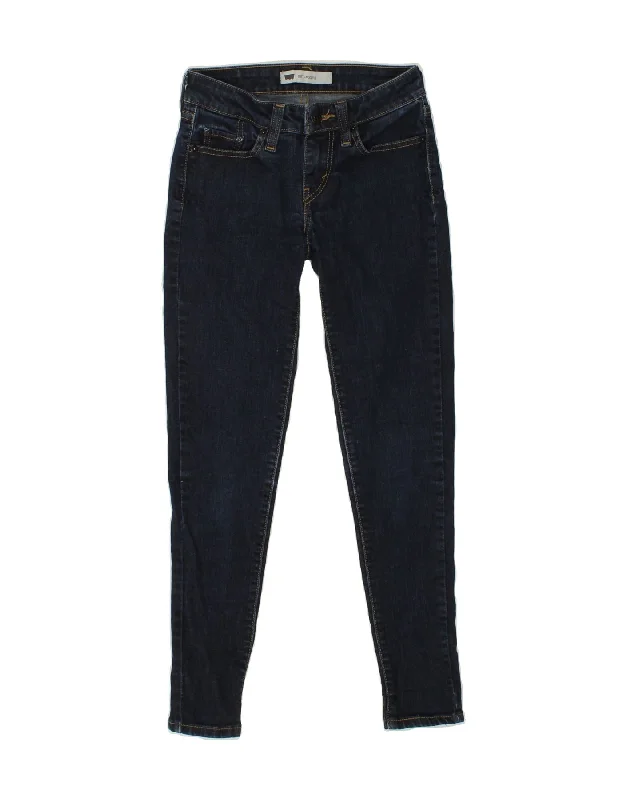 LEVI'S Womens Legging Skinny Jeans US 1 XS W25 L26 Navy Blue Cotton Trendy Adjustable Waist Leggings