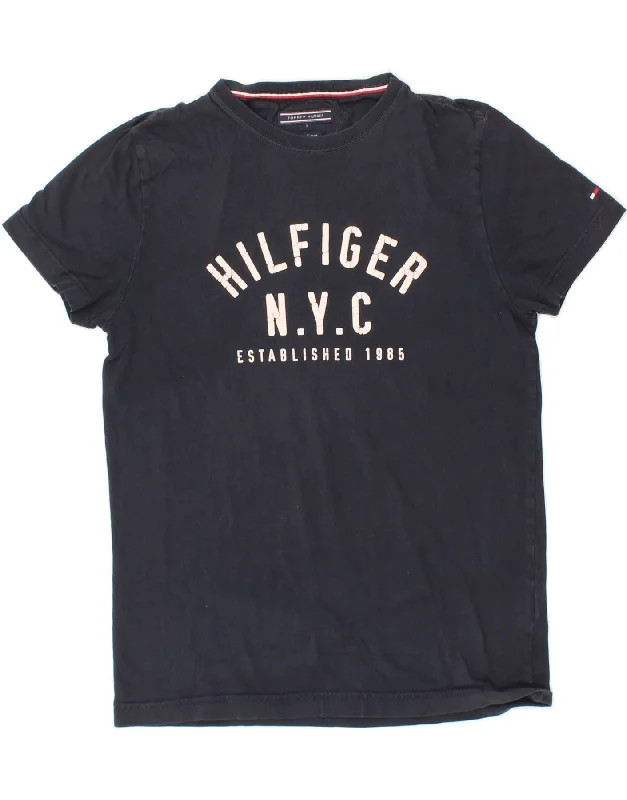 TOMMY HILFIGER Mens Graphic T-Shirt Top Small Navy Blue Cotton Modern Contemporary Chic