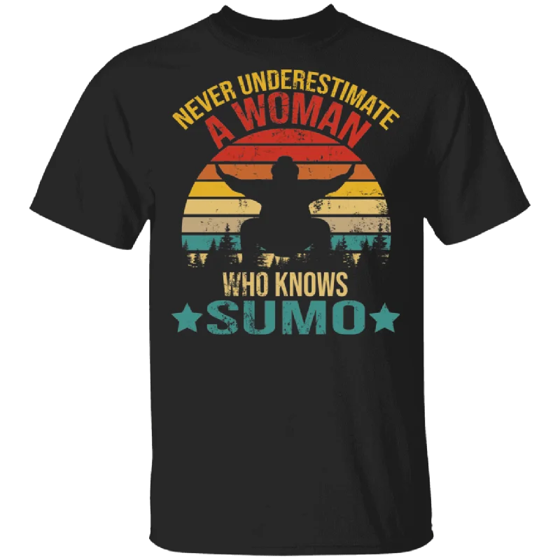 Vintage Retro Never Underestimate A Woman Sumo Matching Shirt For Women Girls Ladies Funny Mom Daughter Gifts T-Shirt Seamless Knitted Crochet