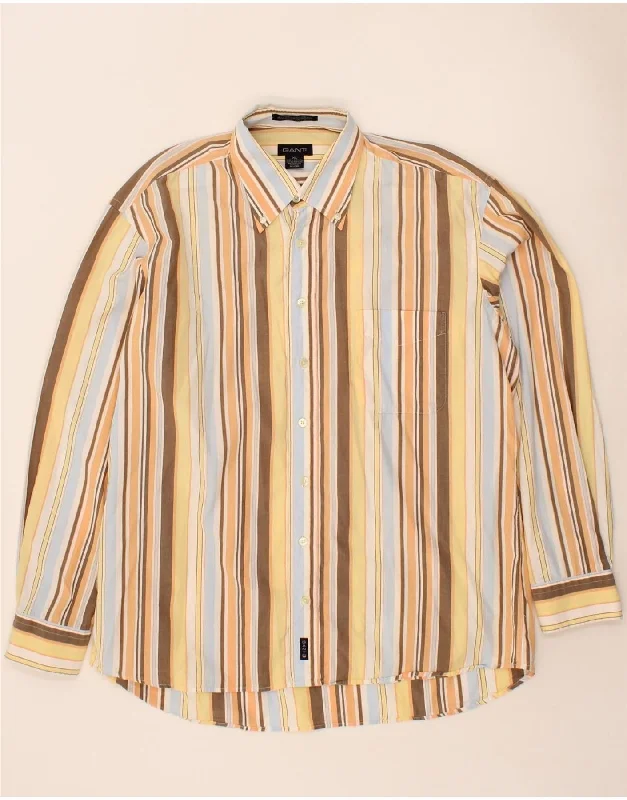 GANT Mens Shirt XL Multicoloured Striped Cotton Chenille Brocade Lace