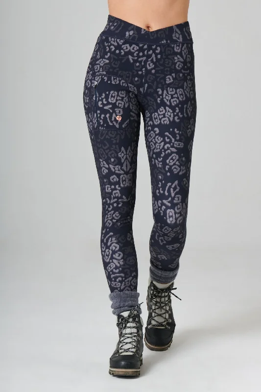The Recycled Outdoor Leggings - Navy Wild Print Comfortable Bootcut Workout Leggings