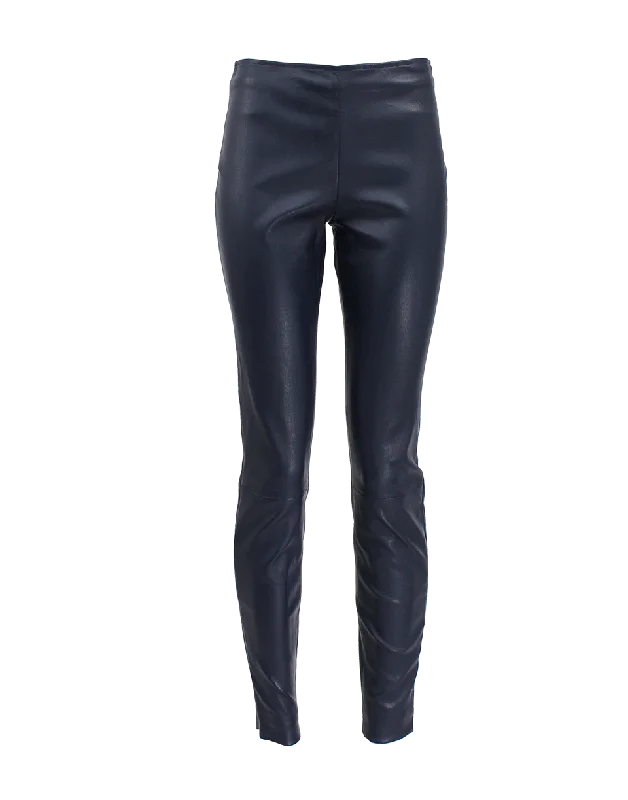 Side Zip Leather Legging Comfortable Capri-Length Leggings