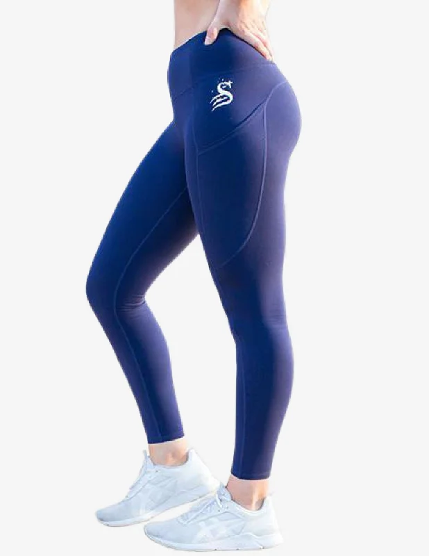 Pocket Legging  - Blue Trendy Full-Length Leggings