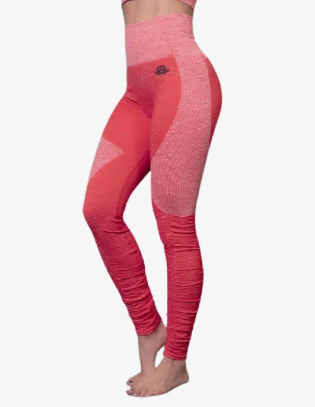 TELLUS Seamless Legging High Waist – RED Fashionable Ribbed Knit Leggings