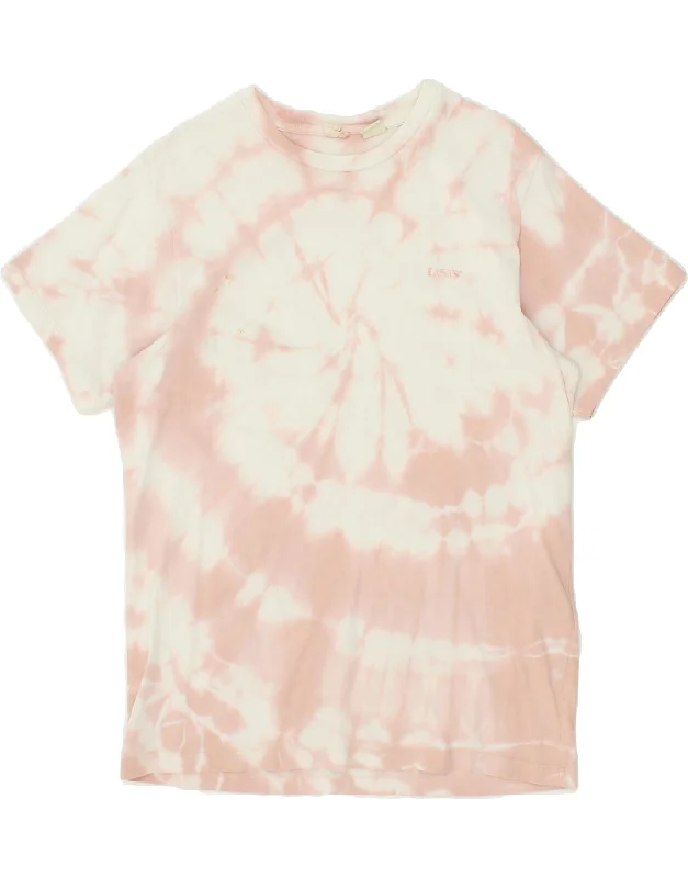 LEVI'S Mens T-Shirt Top Small Pink Tie Dye Cotton Elegant Classic Vintage