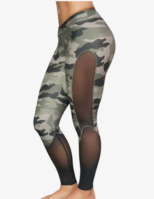 Athena Camo Leggings – Olive Green & Black Fashionable Floral Active Leggings
