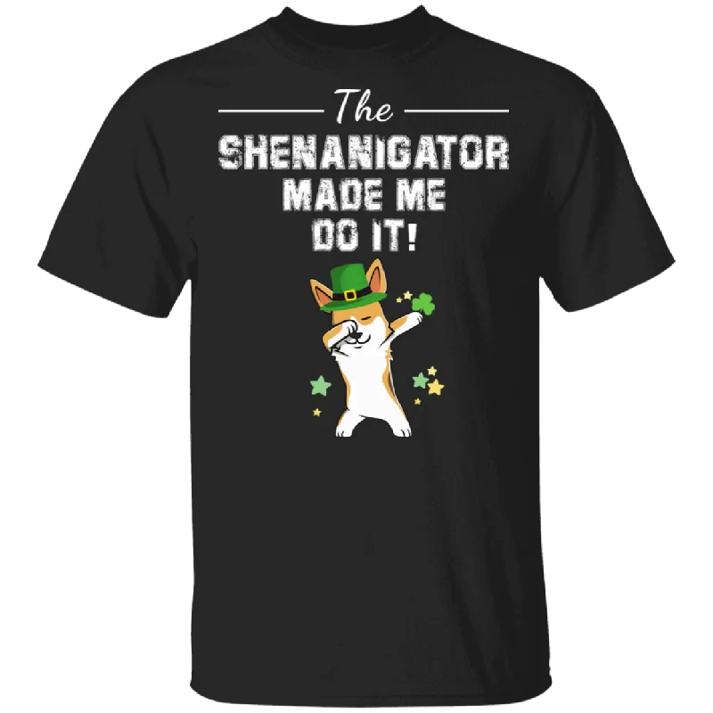 The Shenanigator Made Me Do It Dabbing Corgi Leprechaun Shamrock Corgi Dog Lover St Patrick's Day Gifts T-Shirt Polka Dot Checkered Tartan