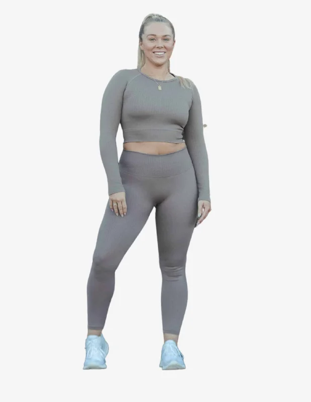 Espresso Ribbed Seamless Leggings Stylish Colorful Activewear Leggings