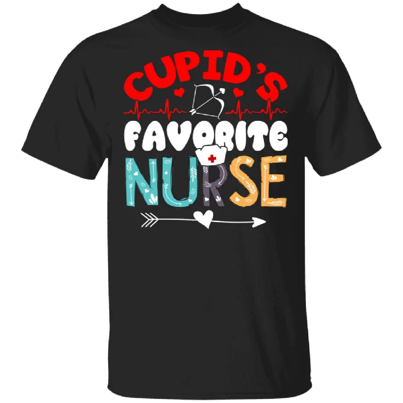 Cupid's Favorite Nurse Valentine Nurse Lover Nursing CNA Funny Nurse Shirt Men Women Wife Husband Fiancee Girlffiend Valentine Gifts T-Shirt Handmade Hand-knitted Hand-woven