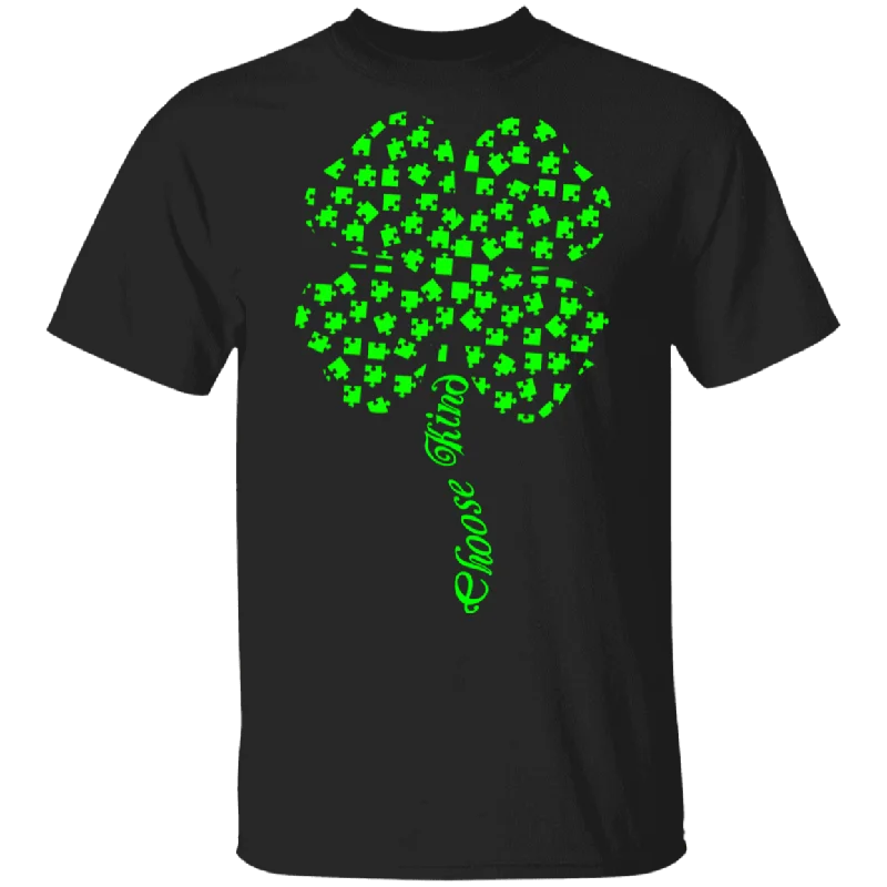 Choose Kind Green Puzzle Pieces Shamrock Unity Day Bullying Awareness Cute St Patrick's Day Gifts T-Shirt Real Fur Shearling Chenille