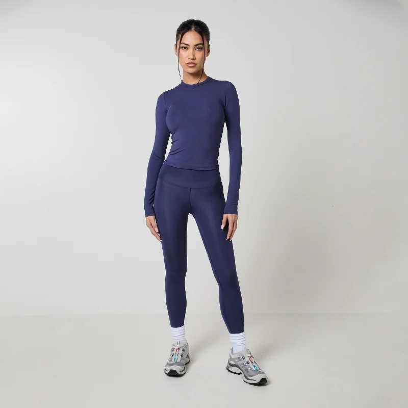 Second Skin LS Top & Legging Set | Midnight Blue Stylish Sweat-Proof Leggings