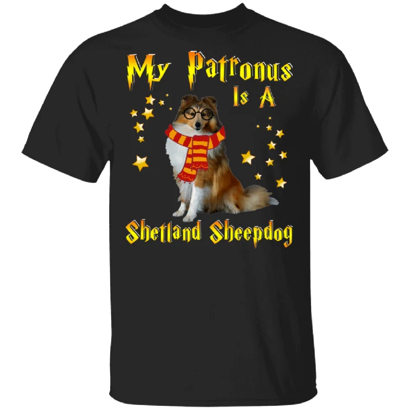 My Patronus Is A Shetland Sheepdog Magical Sheltie Pet dog T-Shirt Basic T-Shirt Crew Neck Short Sleeve