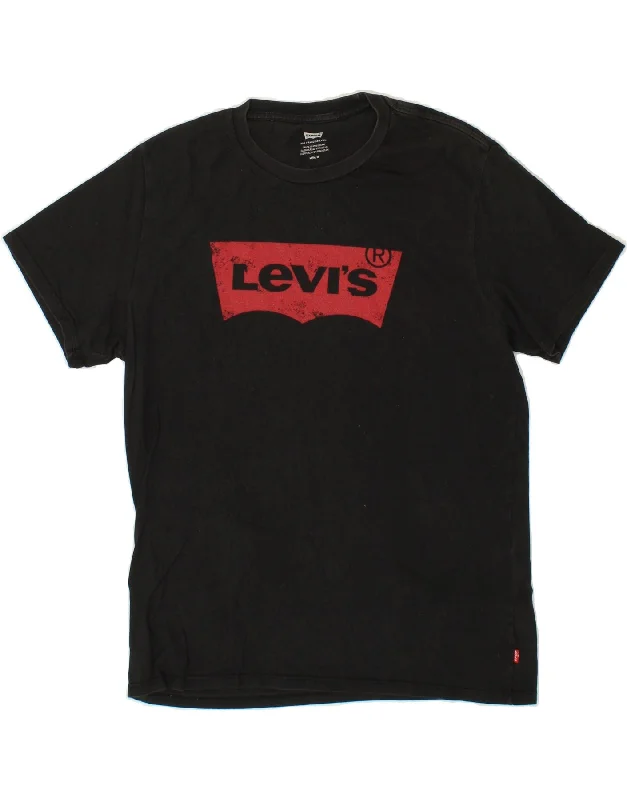 LEVI'S Mens Graphic T-Shirt Top Medium Black Cotton Chenille Fabric Brocade Fabric Lace Fabric