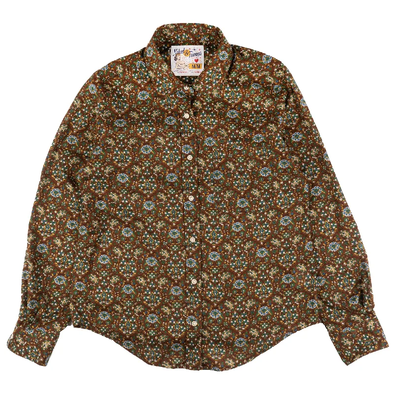 Country Shirt  - Bandana Cloth - Brown Collared T-Shirt Boat Neck A-Line