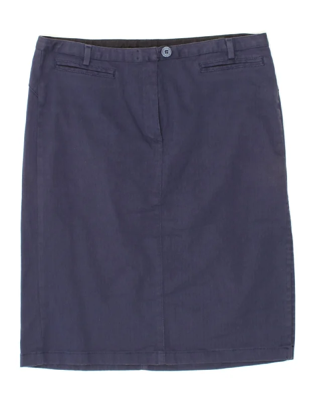 GAS Womens Straight Skirt UK 16 Large W32  Blue Pinstripe Cotton wool skirt sturdy