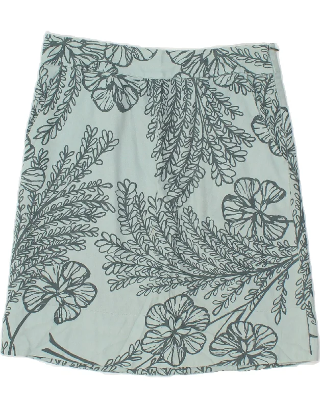 WHITE STUFF Womens Straight Skirt UK 10 Small W30  Blue Floral linen skirt natural