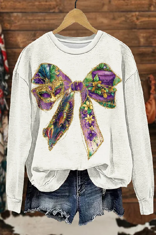 Cozy Mardi Gras Print Sweatshirt Hoodie with Toggle Buttons Decorative Unique