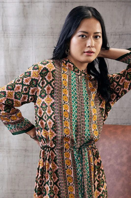 Taahira Printed Long Dress Tunics Fashionable chic