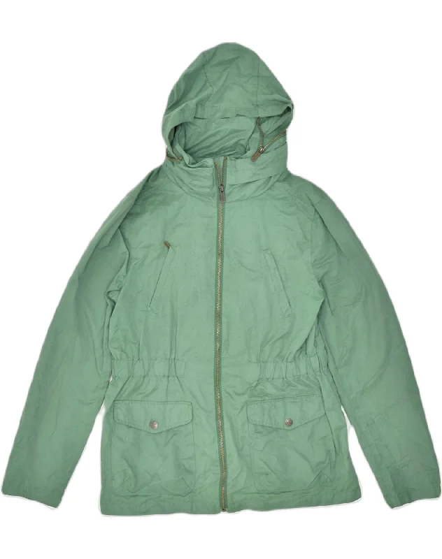 FAT FACE Womens Hooded Utility Jacket UK 12 Medium Green Polyester Hooded Jacket Caped Jacket Shawl Collar Jacket