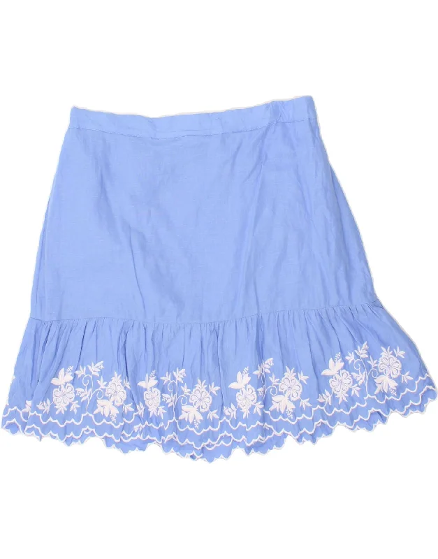 J. CREW Womens A-Line Skirt Large W34 Blue Floral Linen chiffon skirt floaty