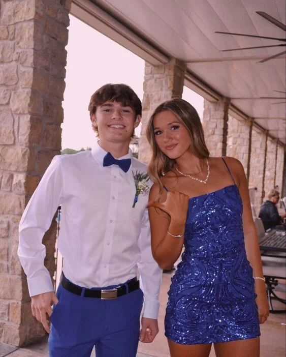 Royal Blue Sequins Sheath Homecoming Dress Short Party Dress, DP3199 Tunics Stylish modern