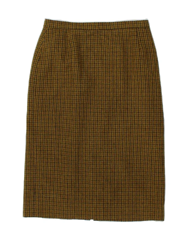VINTAGE Womens Straight Skirt W32 Large  Green Houndstooth corduroy skirt textured