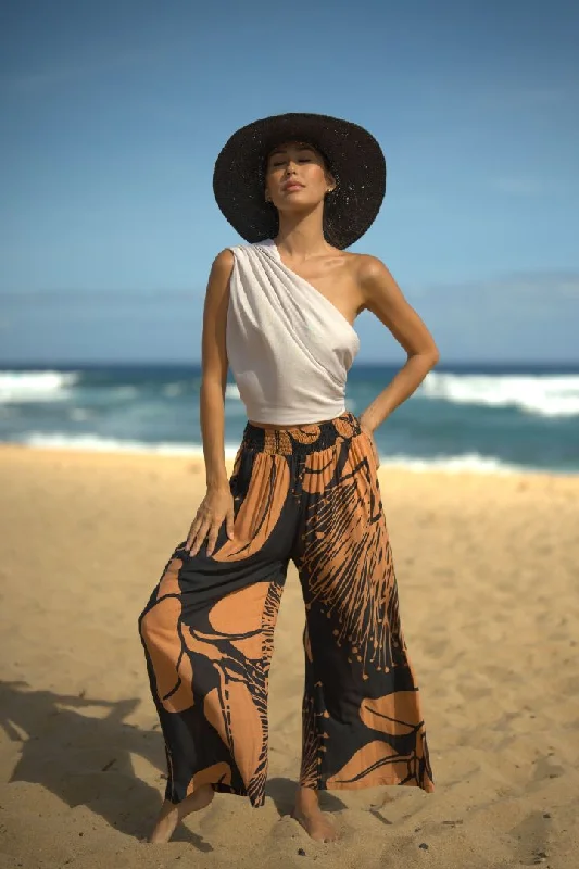 Palazzo Pants - Ohia in Black & Bronze Soft Sweatpants Style