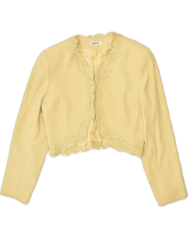 RALPH BAKER Womens Bolero Jacket UK 14 Medium Yellow Wool Jacket Cashmere Jacket Tweed Jacket