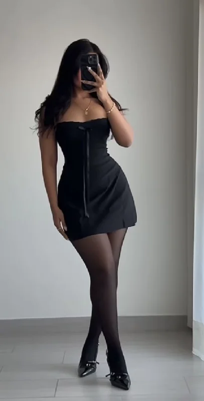 Black Strapless Sheath Mini Party Dress Homecoming Dress, DP3068 Tunics Short Trendy