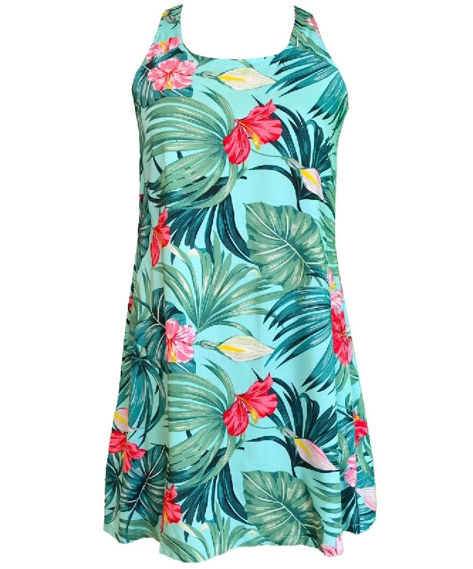 A-Line Back Cutout Hawaiian Dress Lehua Tunics Stylish elegant