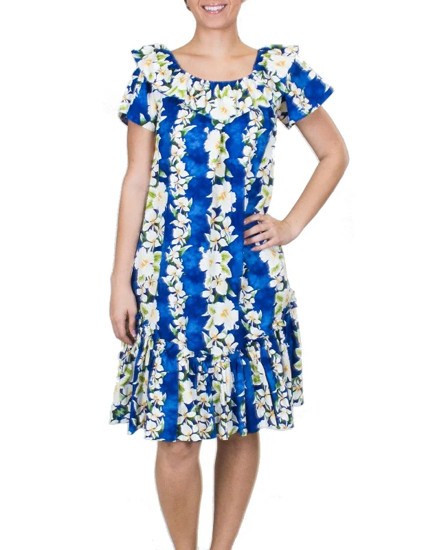 Short Muumuu Dress Luana with Elastic Bustline and Ruffled Hem Tunics Luxurious high-end