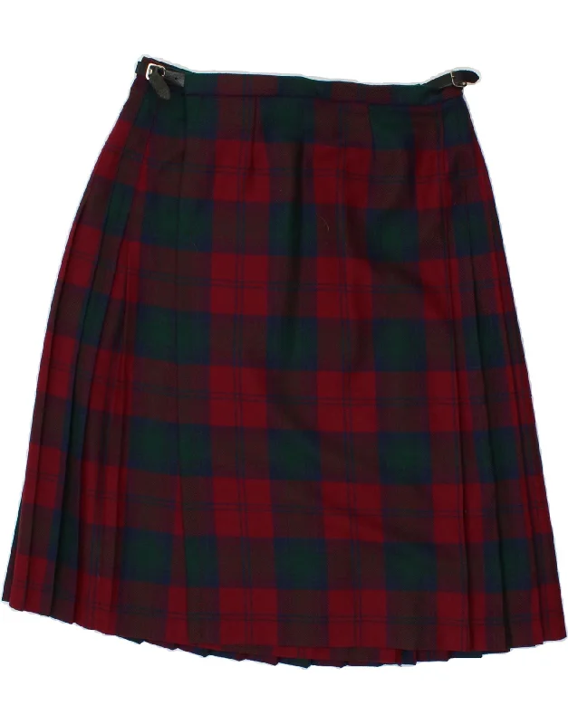 JEDBURG Womens Kilted Wrap Skirt UK 20 2XL W37 Red Check New Wool maxi skirt elegant