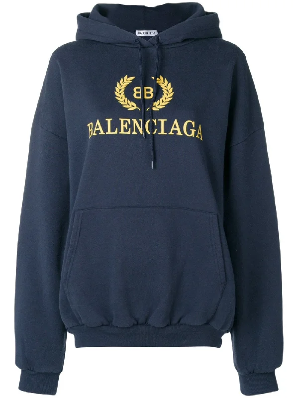 oversized logo hoodie Hoodie with Hem Embroidery Detailed Premium