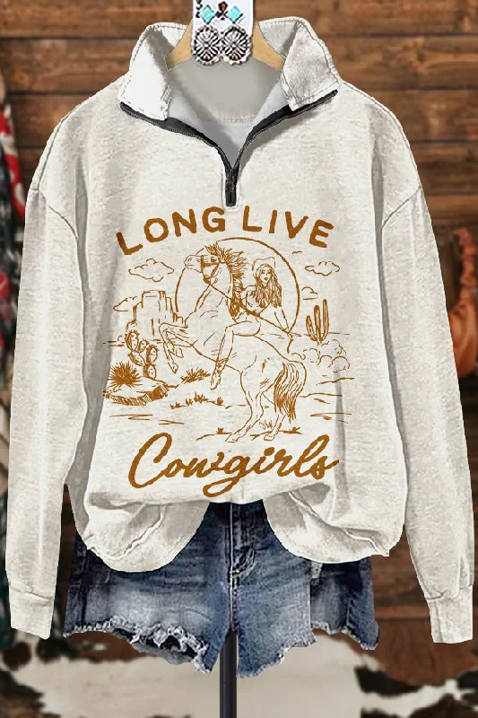 Classic Contrast Cowgirls Sweatshirt Hoodie with Raw Hem Edgy Unfinished