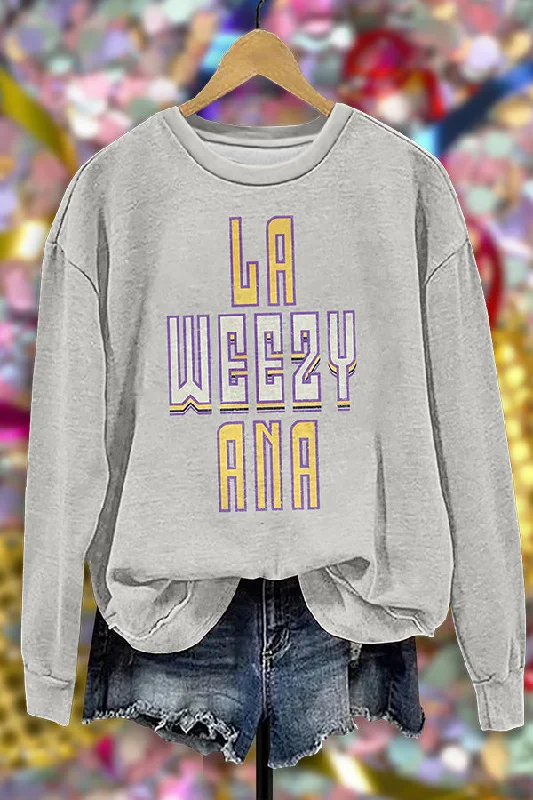 La Weezy Ana Print Sweatshirt Hoodie with Sequins Glamorous Eye-catching