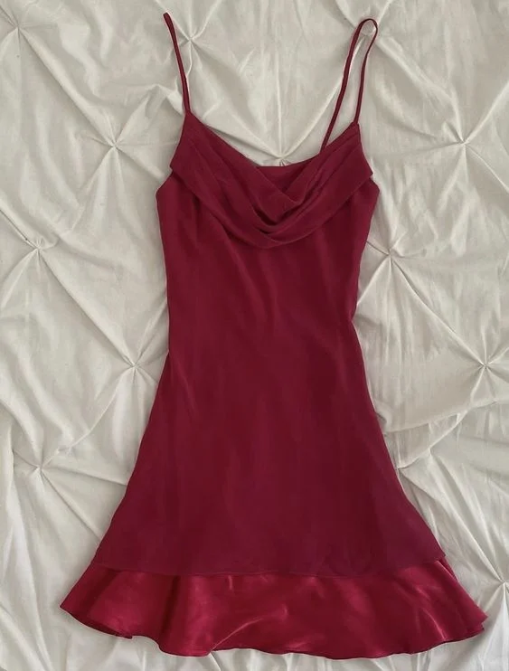 Wine Red Straps Short Party Dress Fashion Summer Dress, DP2990 Tunics Office stylish